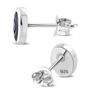 Abalone Shell Oval Silver Stud Earrings, e346